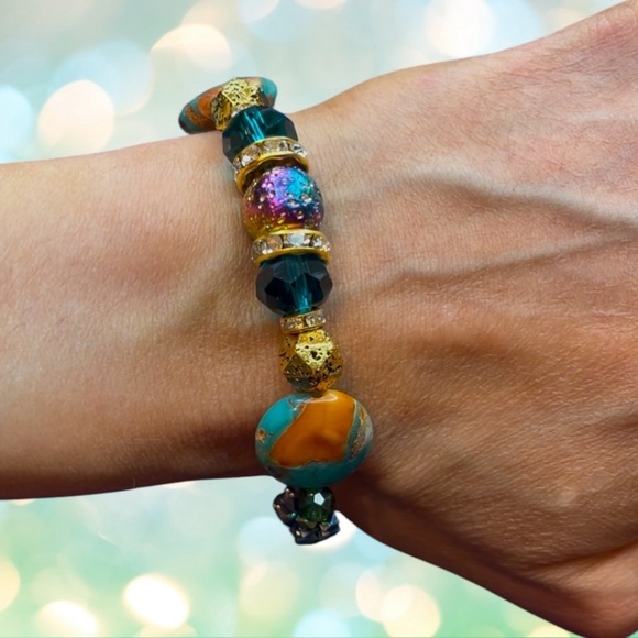 Made by RuxyG Jewelry - ❤️RESERVED FOR CAROL “ bohemian gold” double strand bracelet with earrings